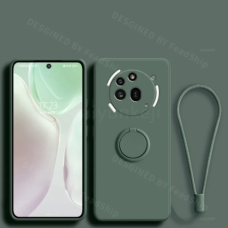 Liquid Silicone Phone Case with Holder Bracket and Screen Film - Protective Soft Cover
