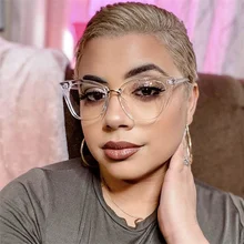 

New Cateye Sunglasses Women Eyewear Anti Blue Light Shades Oculos Cat Eye PC Frame Eyeglasses Clear Lens Sun Glasses Female