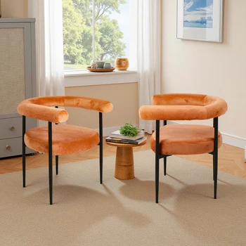Voltsify Set of 2 Modern Dining Chairs with Black Metal Legs