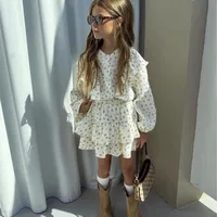 Ensemble chemise à fleurs et jupe superposée pour bébé fille, chemisier imbibé, vêtements bébé, bébé, tout-petit, enfant, mode, printemps, automne, 2-7 ans, 2 pièces 2