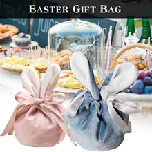 

Easter Cartoon Bunny Ears Velvet Snack Bag Baking Candy Biscuit Wrapping Pouch Gift Bags Valentine's Day Rabbit Chocolate Bags
