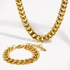 E.B.belle Tarnish Free& Anti-allergic Minimalist Gold Plated Stainless Steel Women's Necklace Chunky Cuban Chain Necklace