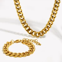 E.B.belle Tarnish Free& Anti-allergic Minimalist Gold Plated Stainless Steel Women's Necklace Chunky Cuban Chain Necklace