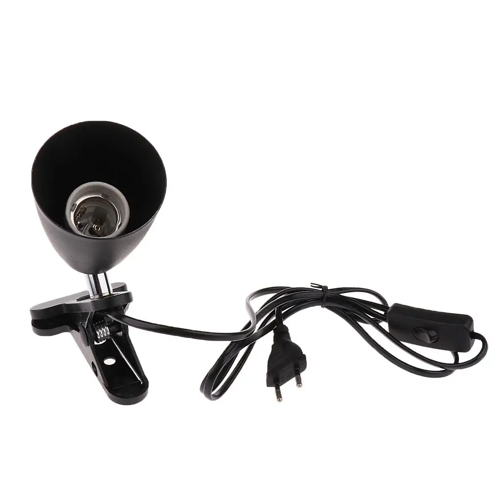 Reptile Heat Lamp Holder Ceramic Socket UVB Bulb Fixture Adjustable Clip on for Terrarium Lighting Setup