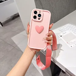3D Love Heart Crossbody Lanyard Phone Case for Honor X9 5G (Pink)