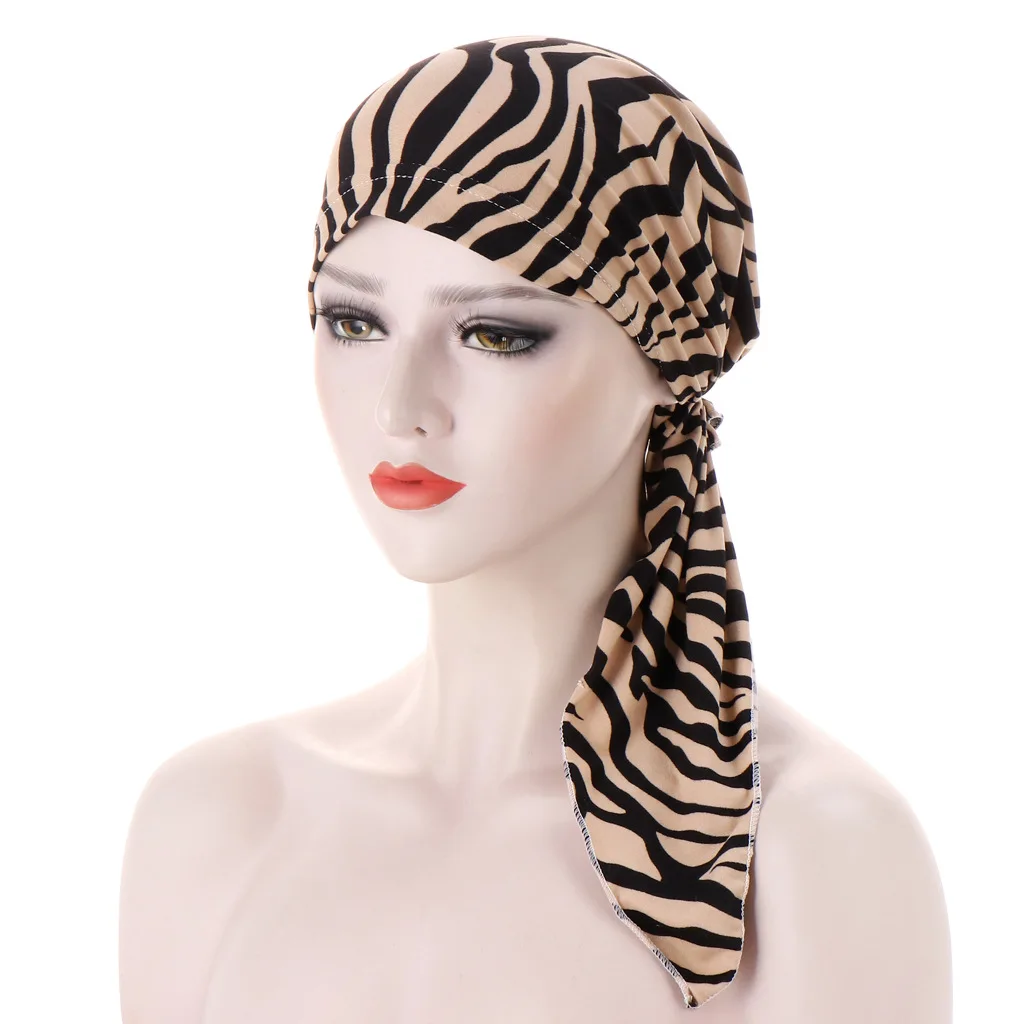 Muslim Hijab Cancer Chemo Caps Flower Print Turban Cap Hair Loss Headscarf Elastic Cotton Headwear