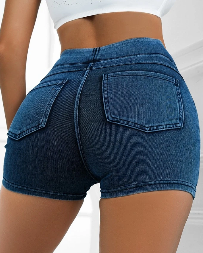 Women's Denim Shorts 2024 Summer Pocket Design High Waist Denim Active Shots Skinny Y2K Jeans Shorts Harajuku Shorts Yoga