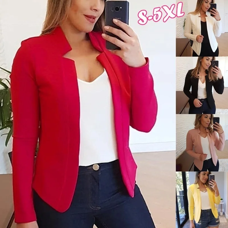 Women Thin Coat Spring 2023 Female Long Sleeve Open Stitch Black Red Blazer OL Womens Basic Jackets and Coats Femme Tops Clothes