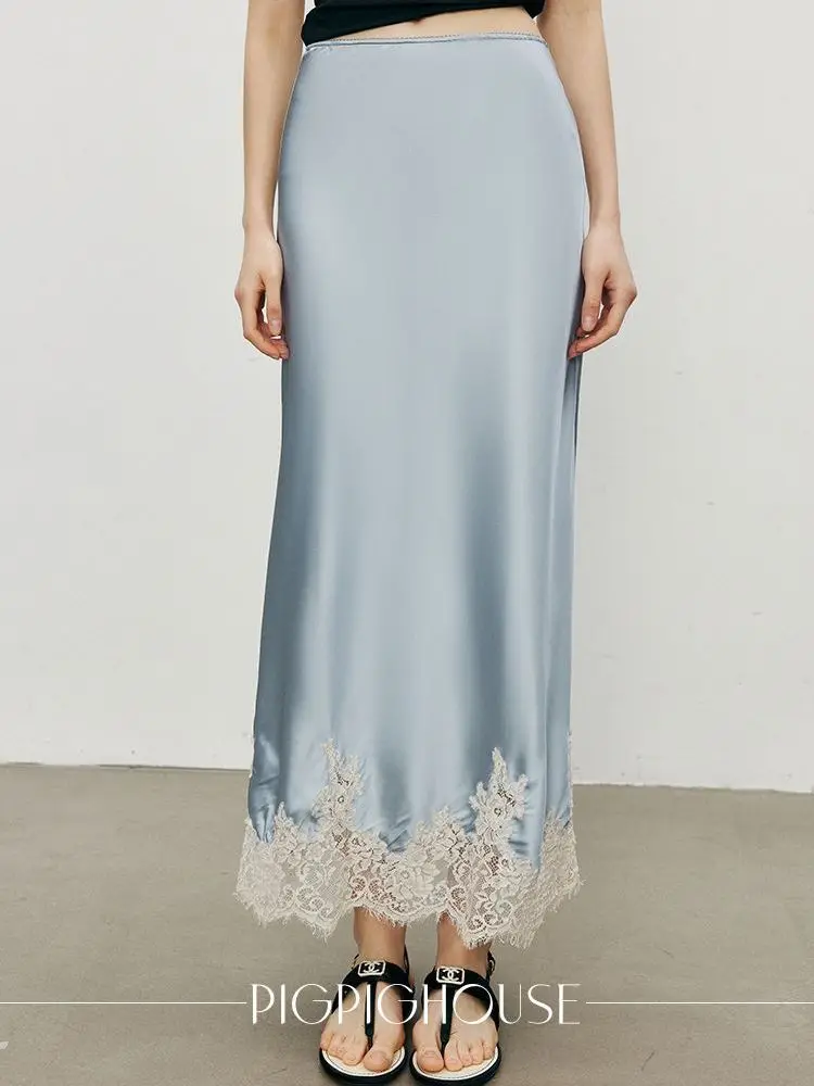 Premium Satin Lace-Trimmed Mermaid Pencil Skirt Korean Style High Waist  A-Line Bodycon Skirt for Women Summer 2024 Party Dress - AliExpress  200000345