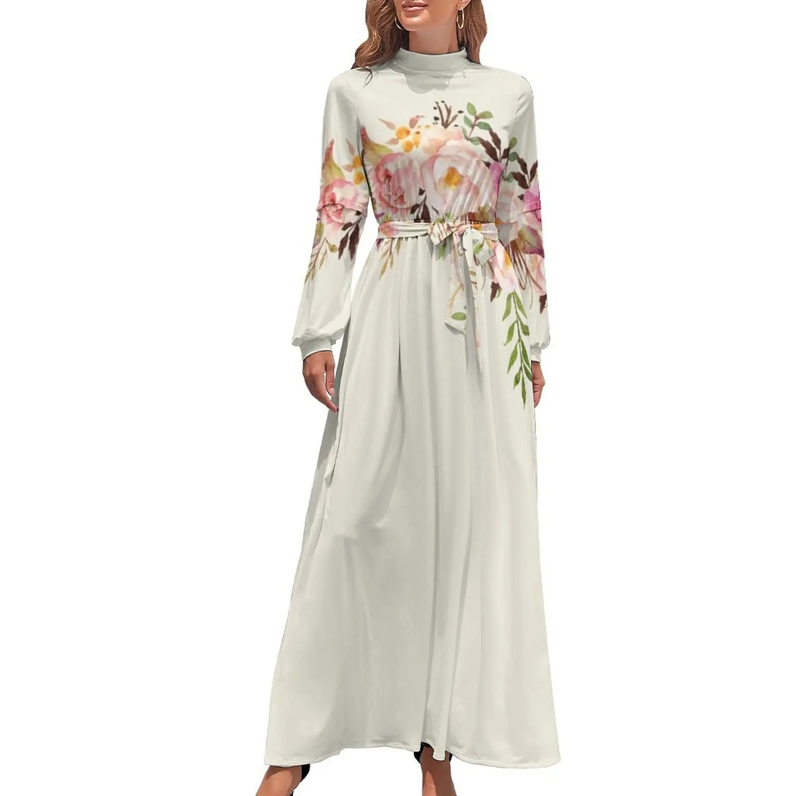 thumbnail image 1 of Vestido largo con ramo de flores de acuarela romántico Vestidos de noche Vestido de noche, 1 of 5