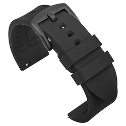 Men's Sports Waterproof Silicone Watch Band Strap Replacement - 20mm (Black-black buckle)