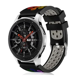 Breathable Two - Tone Silicone Watch Strap, 22mm - Amazfit Balance 2 (Black Rainbow)
