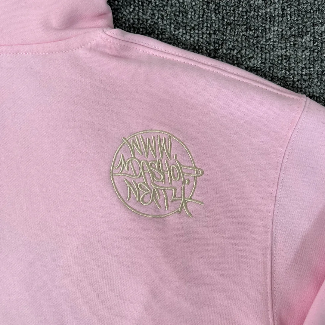 Pink Embroidery ida.sply Zip Hoodie Men Women 1:1 High