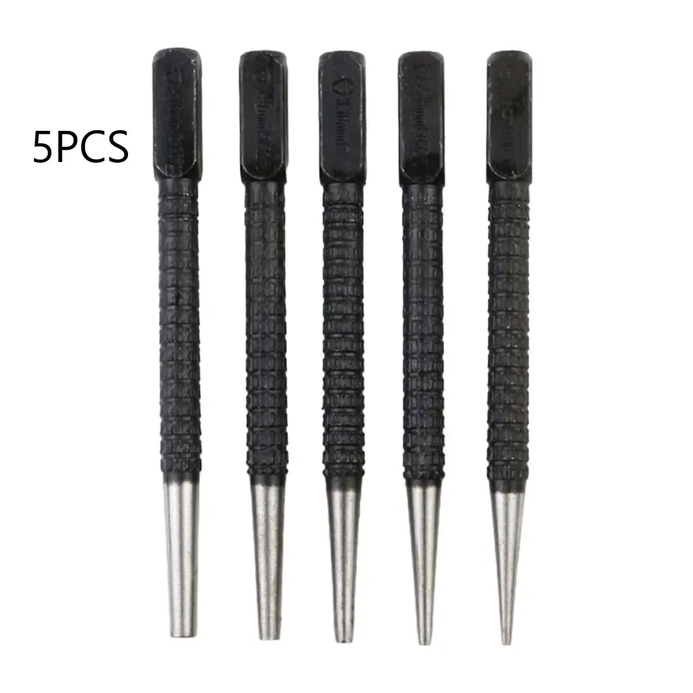 Nail Punch Set Hammerless Hammer Punch Spring Tool Hammerless Nail Center Holes Woodwork Drill Bit Door Pin Removal 5pcs nail punch set