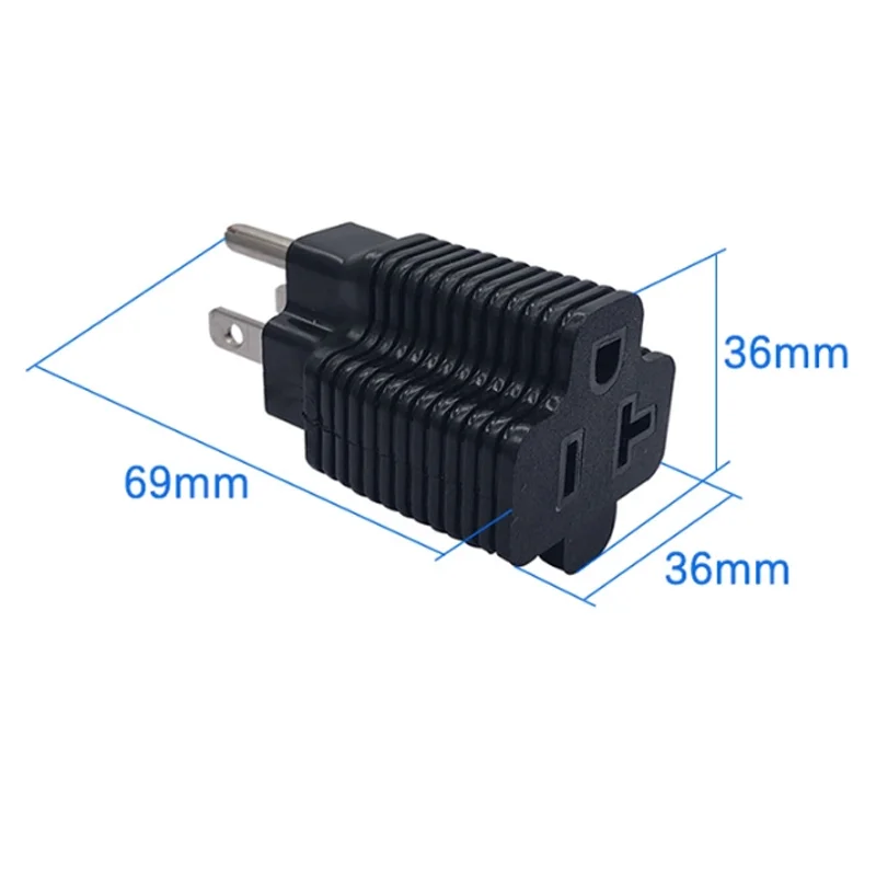 1PCS Black US Male TO Female Power Adapter Plug America Nema 5-15P to 5-15R 5-20R conversion plug 15A to 20A plug converter