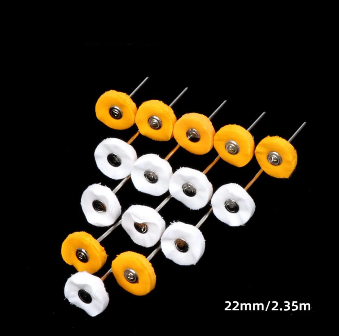 

100PCS Yellow Cloth Wheel Brush 6X 22mm Rotary Round Polishing Buffing Tool Dremel white buffing fabric