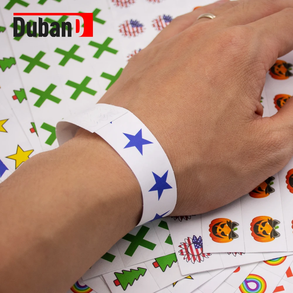 500 Pieces Custom Black Printed Tyvek Paper Wristbands