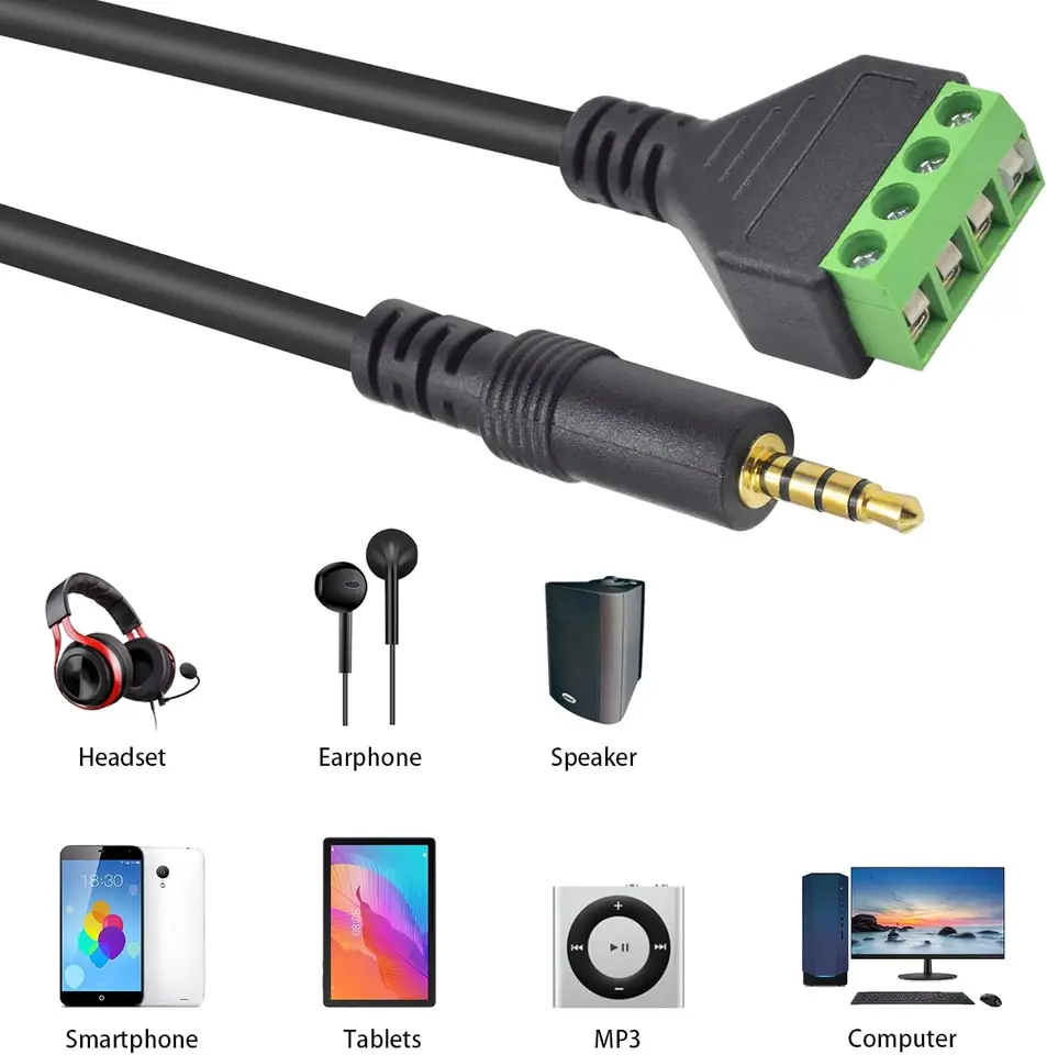 thumbnail image 2 of 3.5mm TRRS 4 Pole Stereo Jack Male To 4 Screw Terminal Female Block... 2 of 10