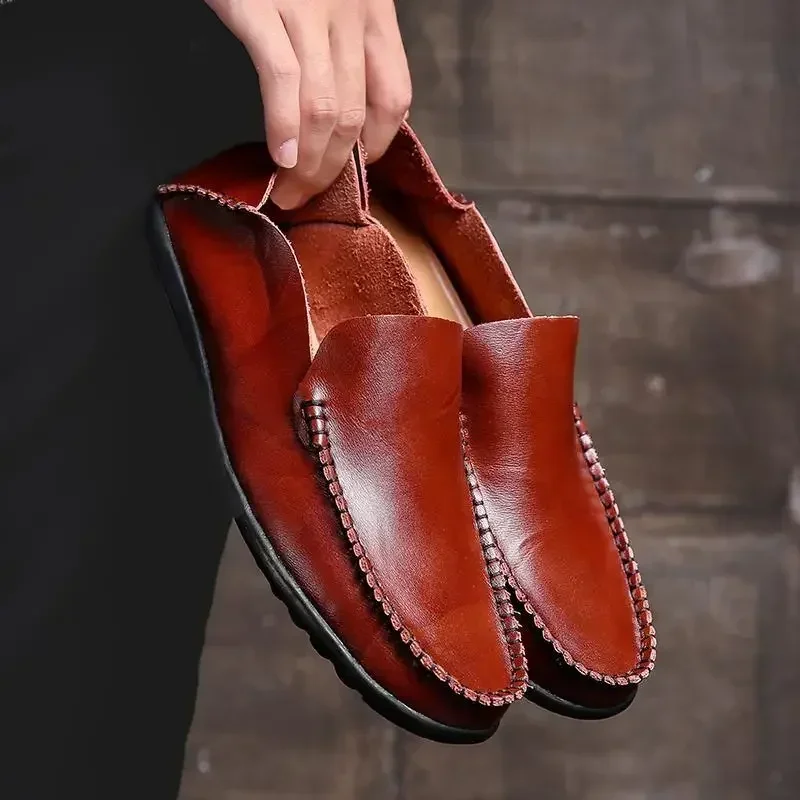 

Мокасины мужские из натуральной кожи, летняя обувь в британском стиле, лоферы с одной педалью, 2024