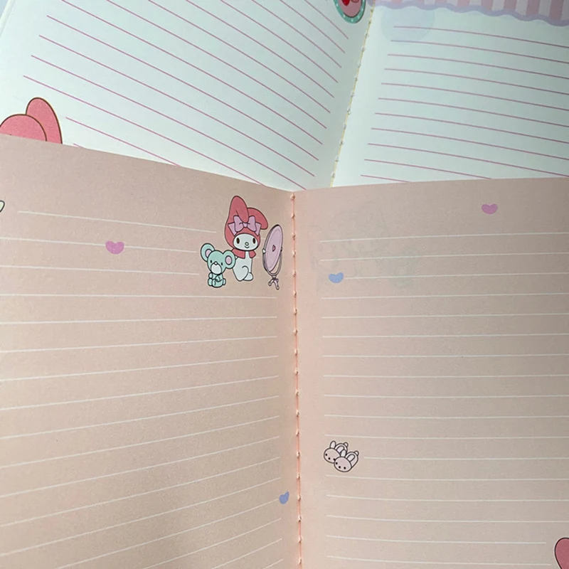 Kawaii Sanriod Notebook Kuromi My Melody Cinnamoroll Cartoon Anime Portable  Coloring Page Notepad Hand Ledger Student Word Book
