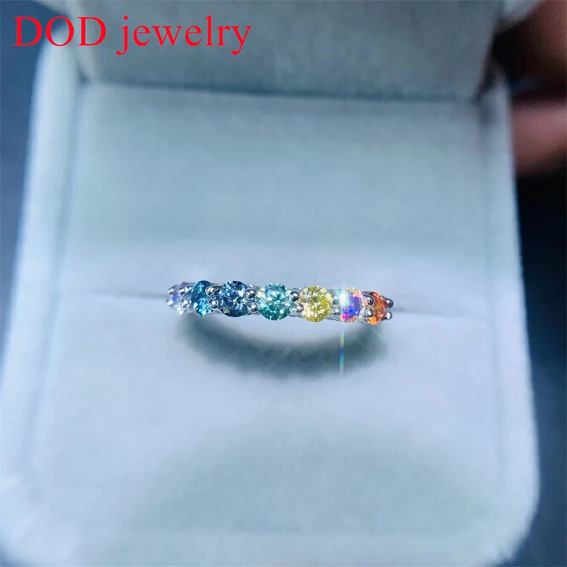 Anello Dod Silver 925 Per Donna Anello Solitario Moissanite Colorato Abbinato A Mezza Eternità Fede Nuziale Fidanzamento Da Sposa