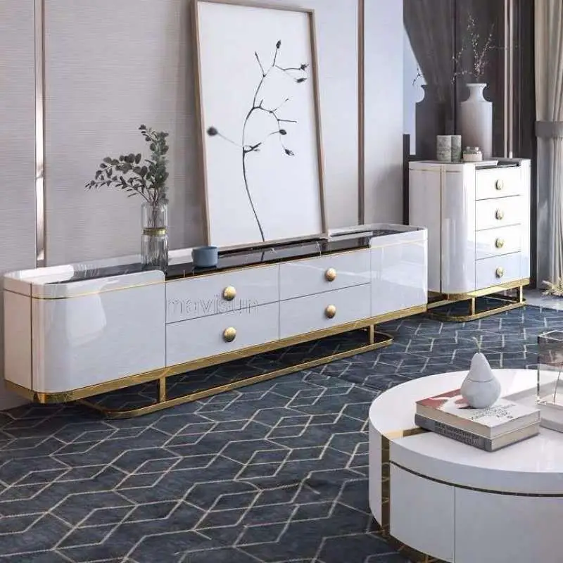 

White Light Luxury Coffee Table Tv Cabinet In High Quality Hot Sale Fashion Modern Furniture For Living Room Hotel Apartment