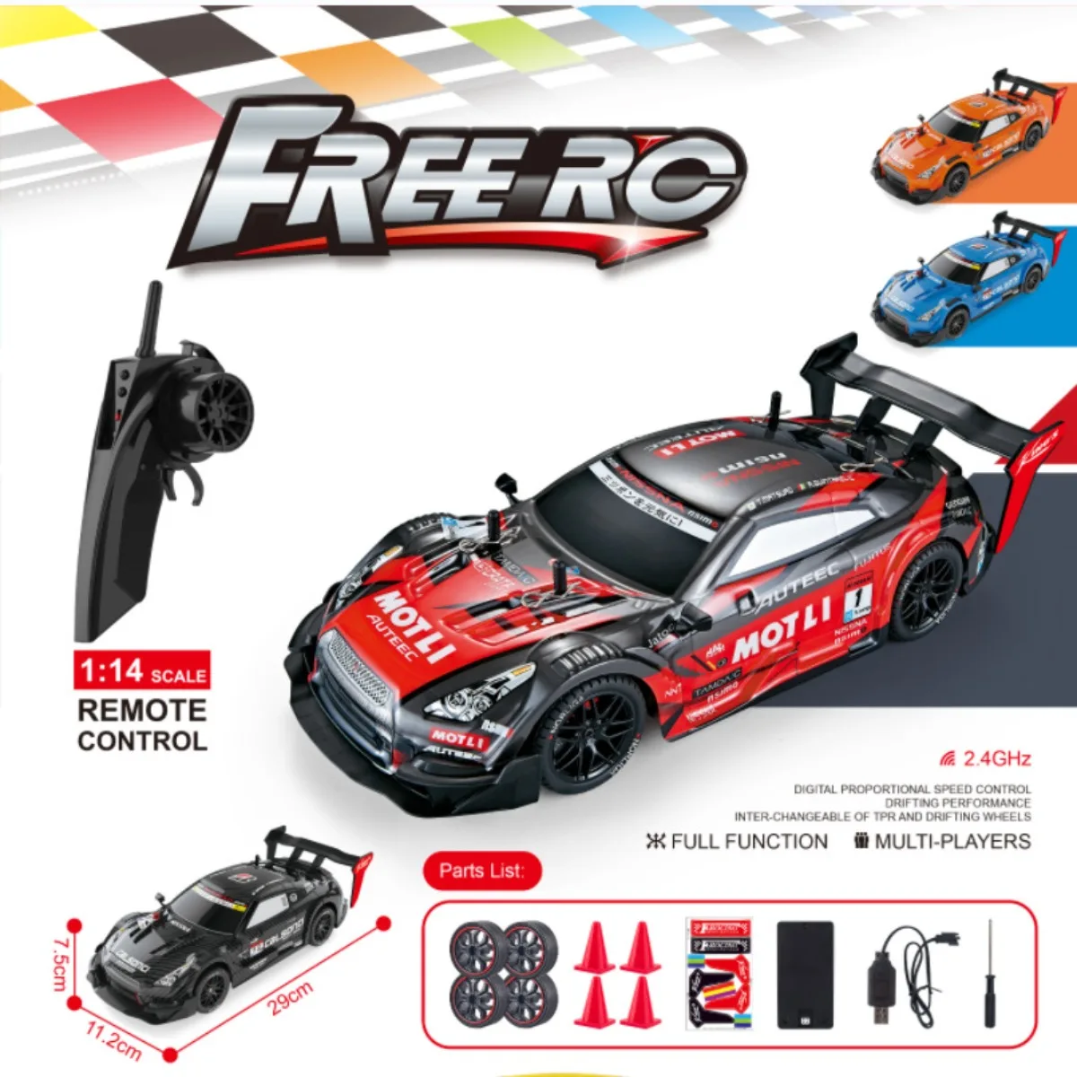 RC Car GTR 2.4G Drift Racing Car 4WD Off-Road Radio Remote Control Vehicle Electronic Hobby Toys For Kids 6