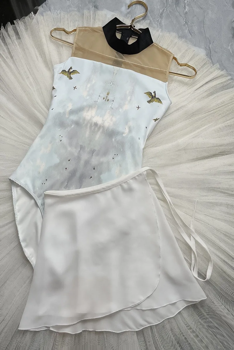 Damen Chiffon Ballettrock Kleiner Schürzen-Tutu Einfarbiger Übungs-Trikotrock Hochwertige Elegante Tanzkleidung für Erwachsene – Detail 17