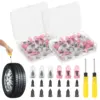 120Pcs Tire Repair Rubber Nail Kit Vacuum Tire Screw in Repair Kit with 2 Screwdriver for Car Motorcycle Electric Vehicle