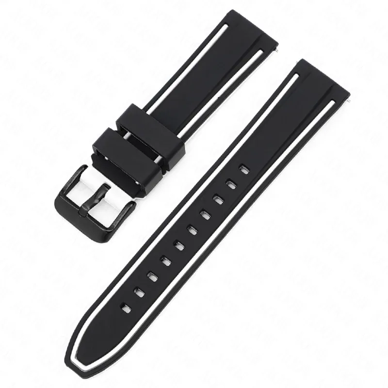 Universal Double Color Waterproof Sport Silicone Watch Strap, Quick Release Rubber Band, Unisex Bracelet