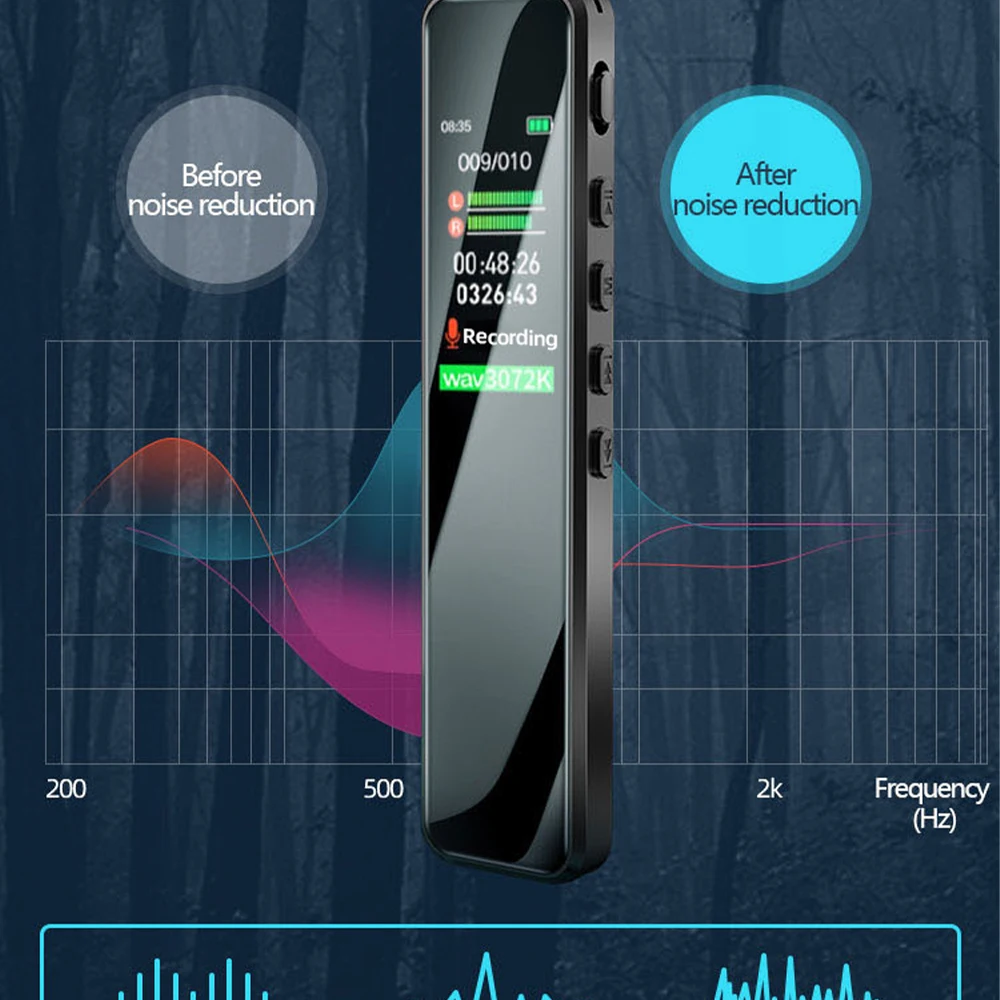 New 8/16G Digital Voice Recorder Portable Long Distance Recording Recorder Intelligent Noise Reduction Activated Voice