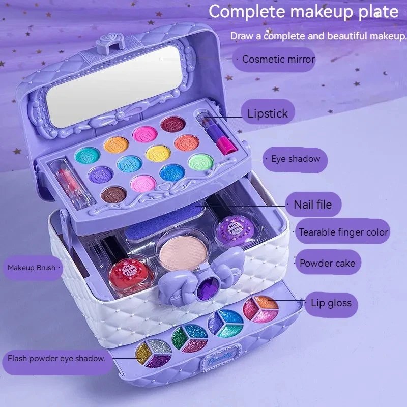 Children Girl Princess Makeup Cosmetics Game Box Makeup Toys Set Lipstick Eyeshadow Safe Children Non Toxic Toy Birthday Present 5