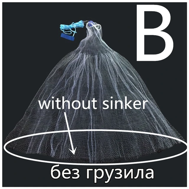 1.2-3.6m With Sinker or Without Sinker Catch Fishing Net USA Cast Nets Water Hand Throw Fly Fish Network Small Grid Tool 3
