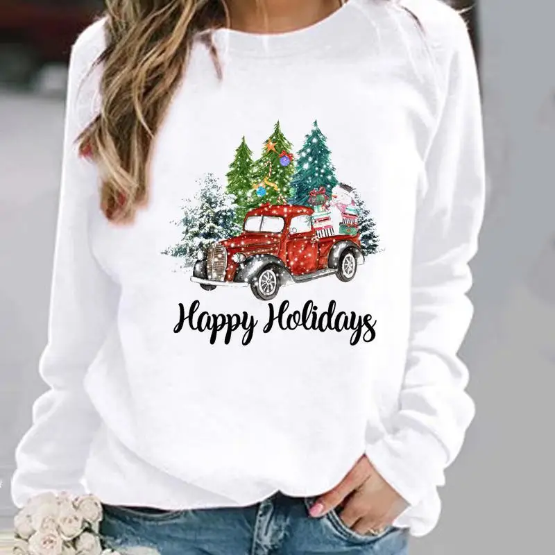 Christmas Merry Coffee Love Tree Style Pullover Women's Printed Women's Fashion Casual Printed Sweatshirt