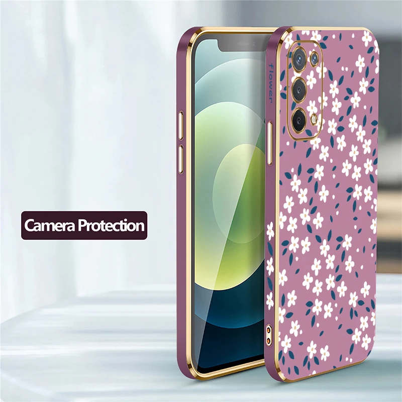 Elegant Floral Shockproof Silicone Phone Case with Plating Finish