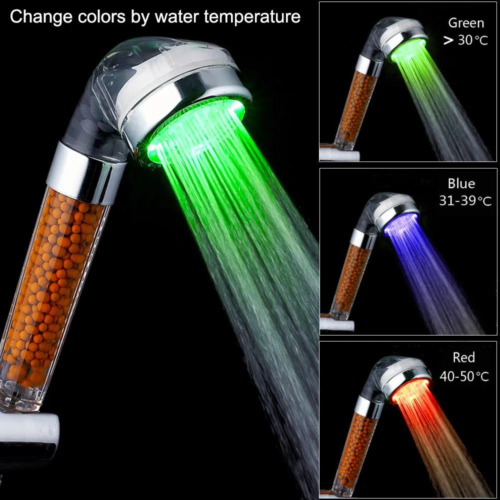 Zloog Hot 3/7 Color Changing LED Shower Head Temperature Control High