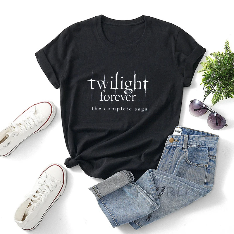 

Twilight Forever The Complete Saga T Shirts Women Summer Movies Kristen Stewart Robert Pattinson Tee Shirt Cotton Short Sleeve