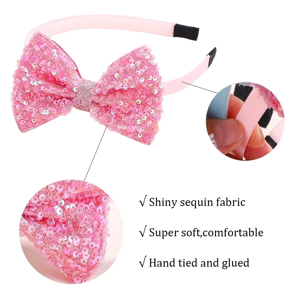 1pc/3pcs Nette Pailletten Haar Bögen Stirnbänder für Mädchen 4 zoll Glitter Bögen Haarbänder Kinder Hairhoops kinder Haar Zubehör – Detail 2