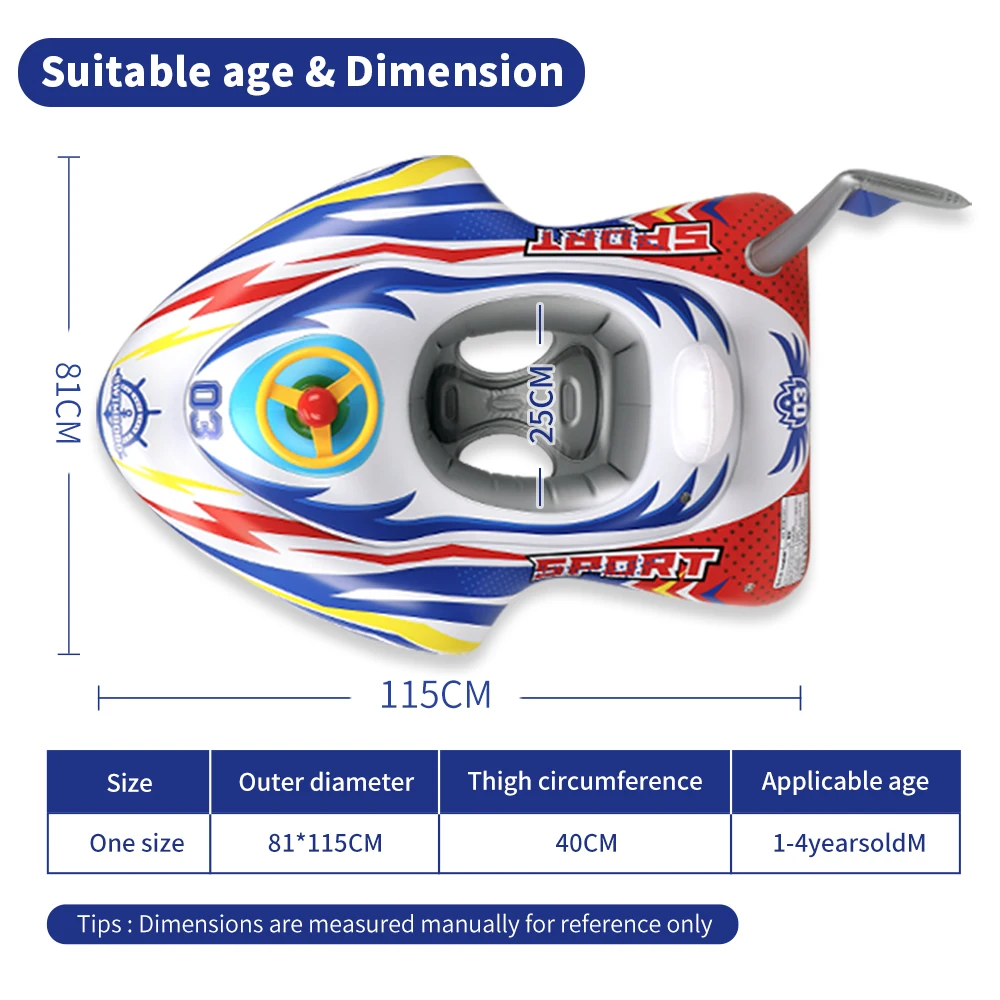 Kids Swimming Ring Kids Inflatable PVC Swim Circle Cartoon Motrorcycle Seat Boat Floating Pool Accessories For Toddler Toys 3