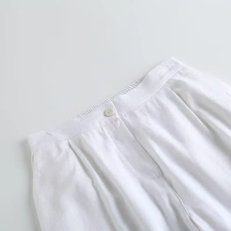 Jenny&Dave New Women's Loose Cotton Hemp Suit Pants 2023 Spring/Summer Fashion White Trousers Women