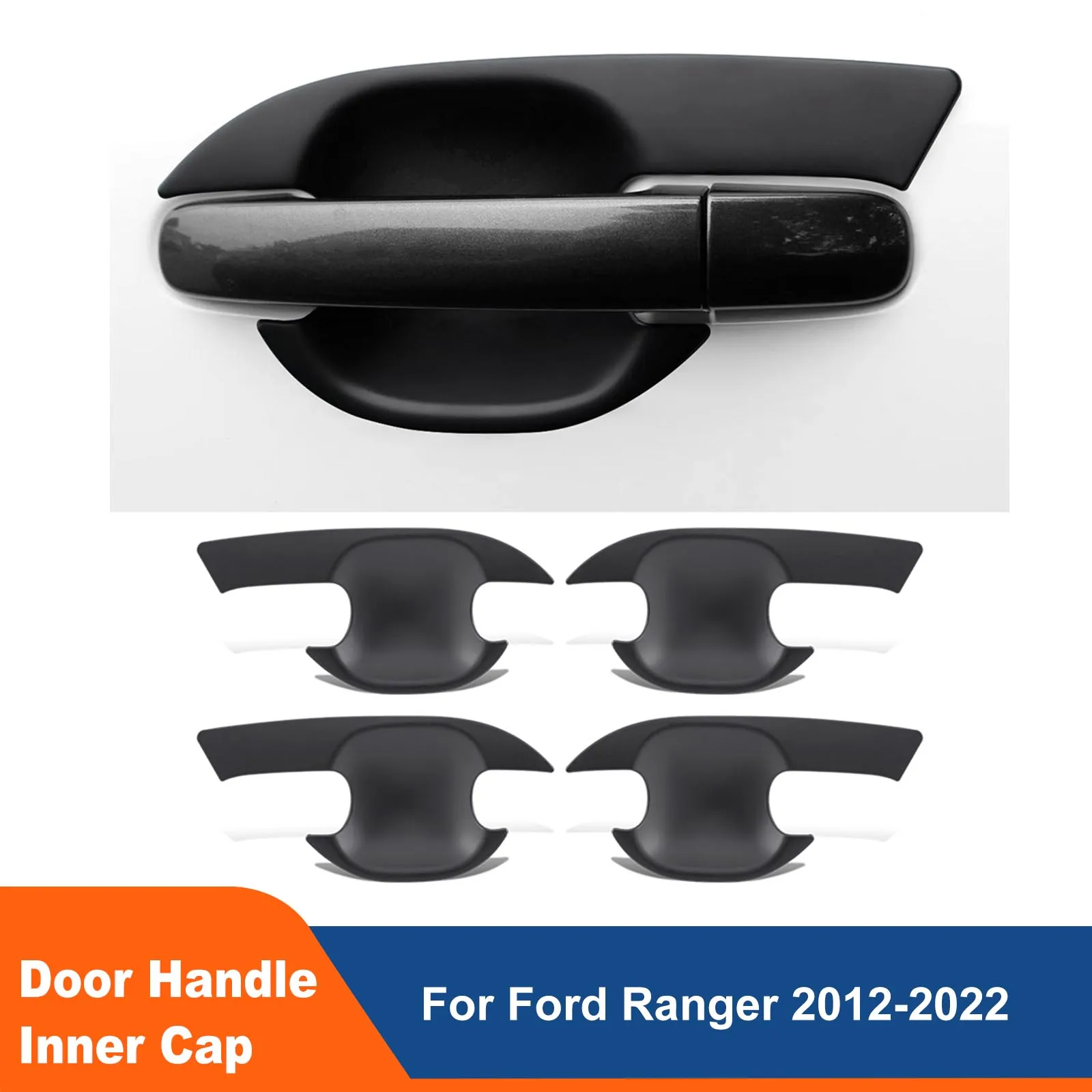 

For Ford Ranger 2012-2022 Door Handle Bowl Insert Scratch Cover Matte Black For Ford Ranger Raptor 2015-2022 Wildtrak Everest