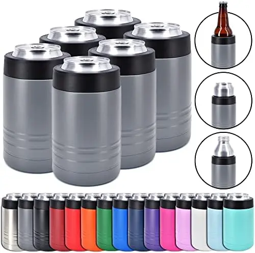 

12 oz Stainless Steel Double Vacuum Insulated Can or Bottle Beverage Cooler - Powder Coated Teal - 6 Pack Water bottle thermal