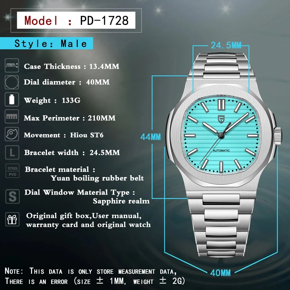 Mechanical Watch PAGANI DESIGN Men's Automatic Watch Stainless Waterproof Sapphire