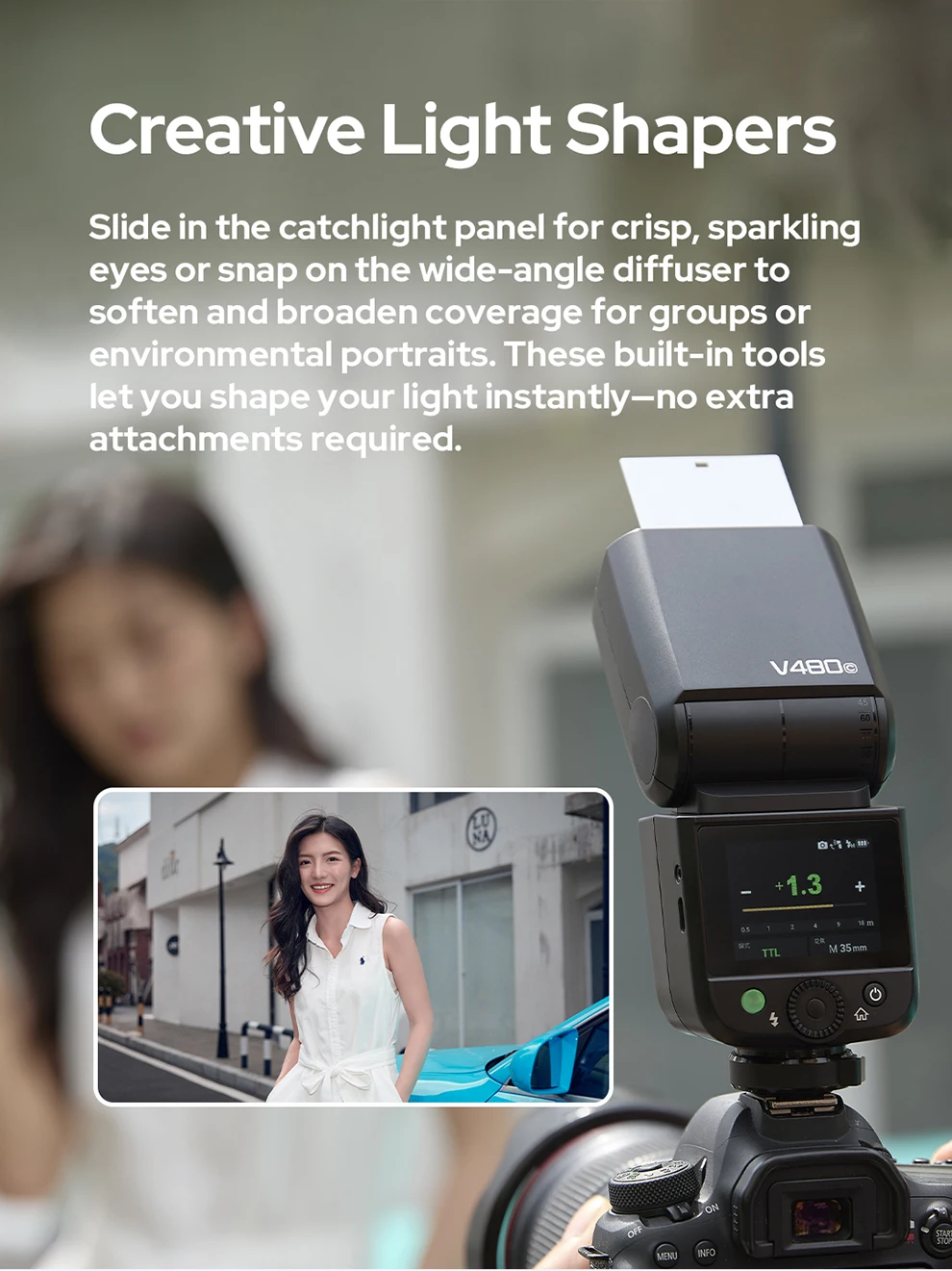 【New】Godox V480 TTL Li-ion Camera Flash, 650 Full-Power Flashes Built in Styling