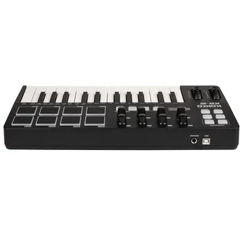 KOKKO KB-25 25-Key USB MIDI Keyboard w/8 Pads & Knobs - iOS/Android/Mac/PC Portable Music Production Controller