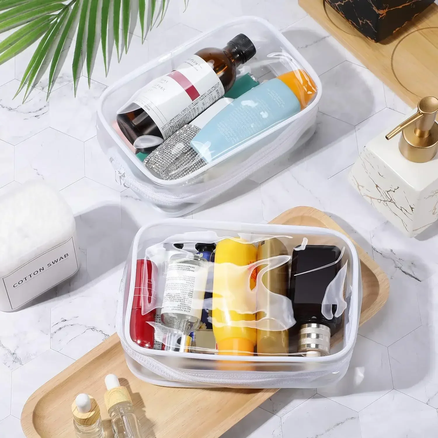 1/20pcs Transparent PVC Storage Travel Organizer Clear Makeup Bag Beautician Cosmetic Bag Beauty Case Toiletry Bag Wash Bags 4
