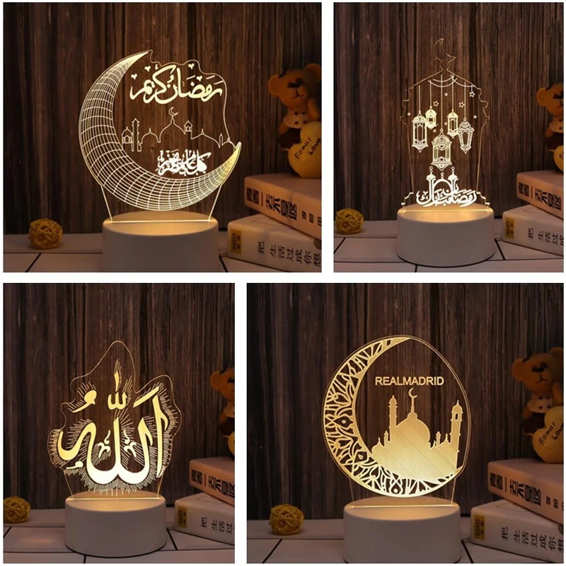 

Светильник EID Mubarak, 3D светодиодный ночсветильник, декор для спальни, ночник, мусульманский Рамадан, праздничные принадлежности для украшения дома