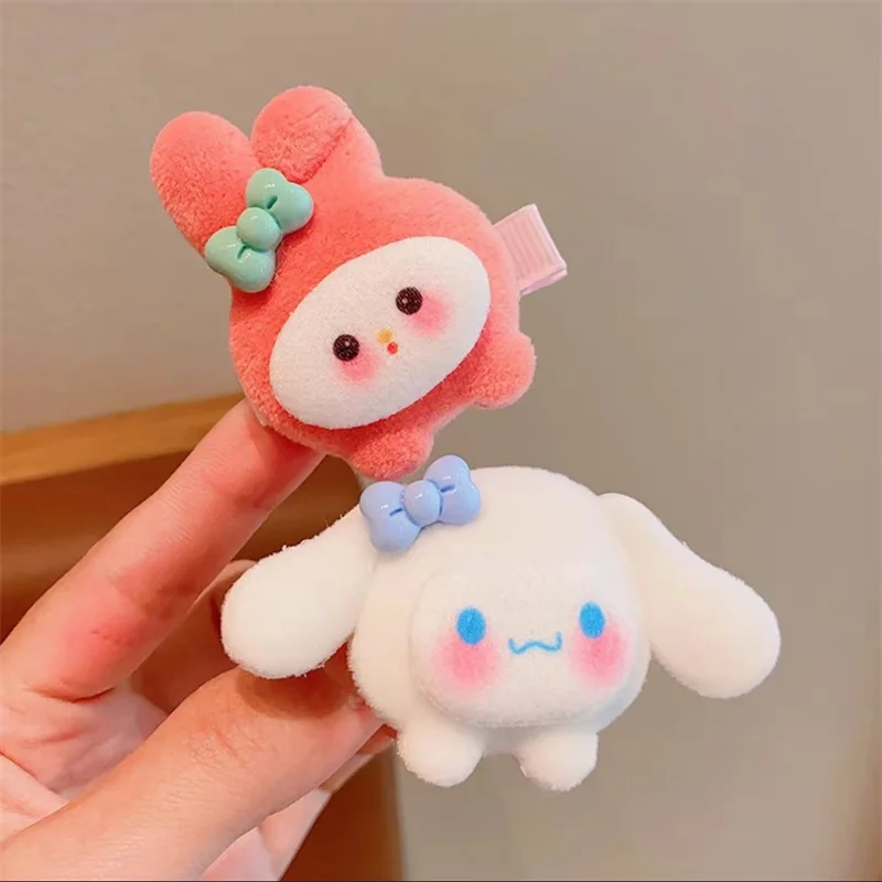 

Плюшевые заколки для волос в стиле аниме Sanrio, милые заколки для волос Kuromi, похладко, Коричный цвет, кавайные боковые заколки, заколки, модные аксессуары для волос