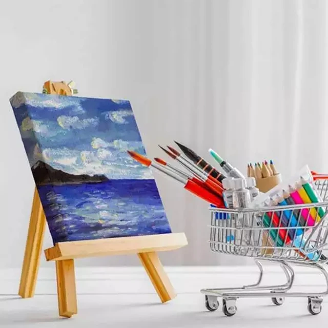 Mini Easel Artists Mini Shelf Canvas Set Desktop Painting Kids Craft DIY Drawing Small Table Tripod Easel Display Holder Wood 2