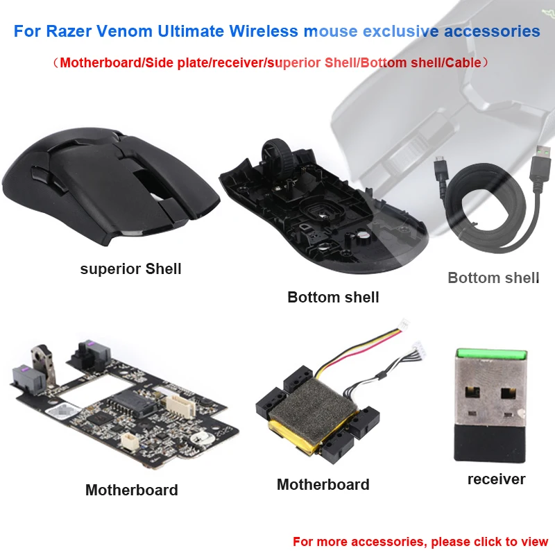 Razer Viper Ultimate Edition Motherboard Mouse Shell Bateria Receptor Cabo do Rolo Botão Lateral Pequeno Placa de Carregamento Peças